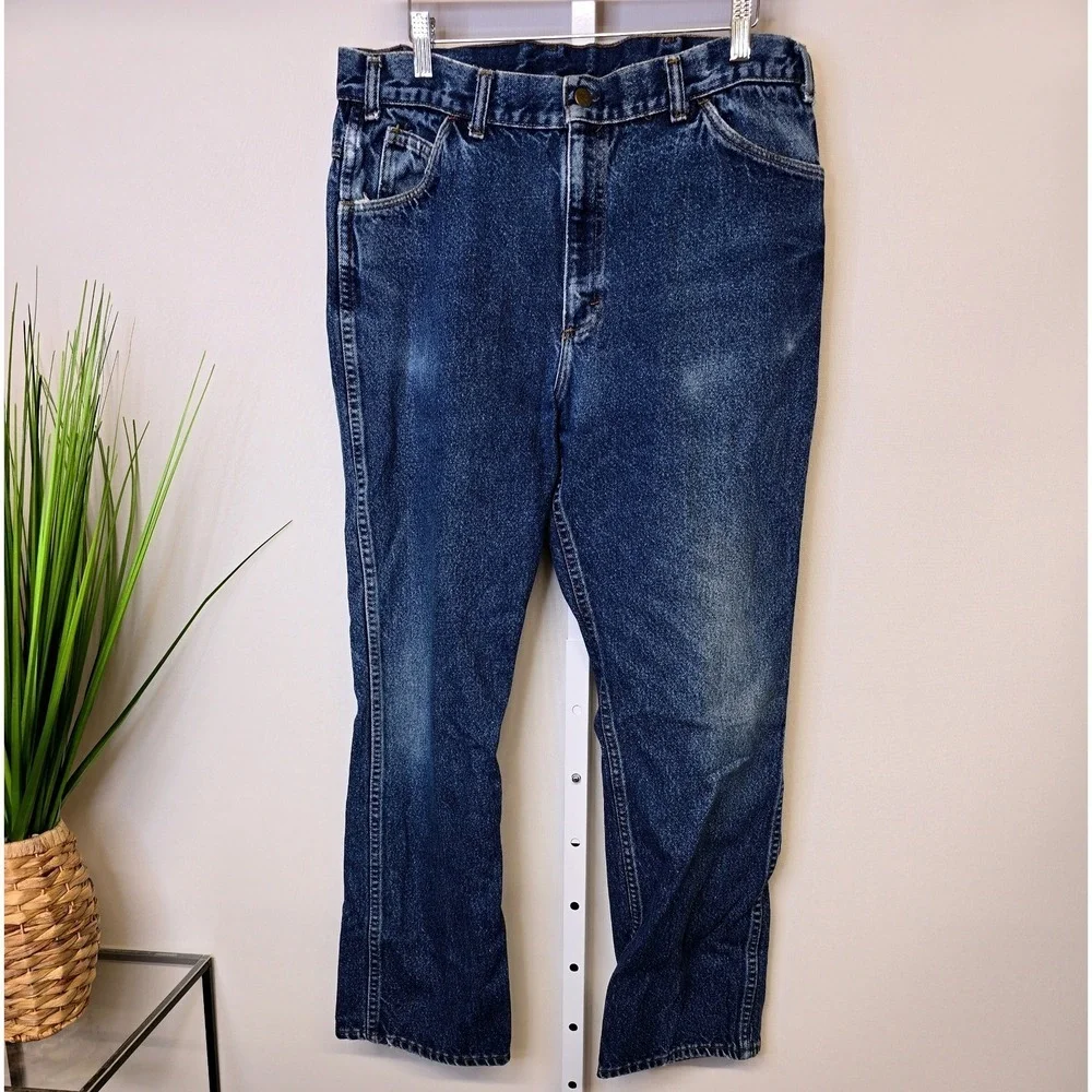 Saddle King Key Mens Vintage Blue Denim Straight Leg Workwear‎ Jeans 34x29